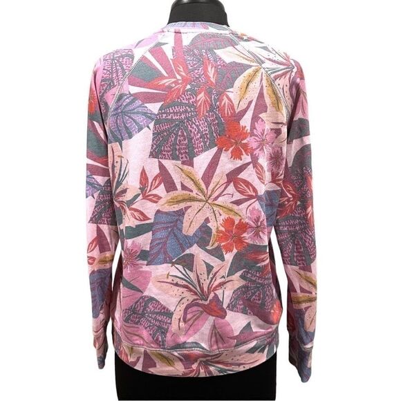 Sundry Lightweight Pink Tropical Crewneck Raglan Sleeve Pullover Sweatshirt Sz 1 - Picture 6 of 11